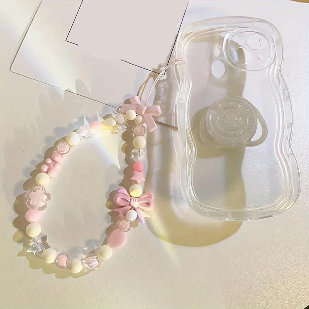 Высококачественная беспорядочная голосовая сетка с красным шнурком для сотового телефона, универсальная цепочка из бусин