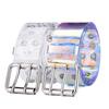 Women Fashion PVC Transparent Belt Adjustable Double Row Hole Eyelet Waistband EMA