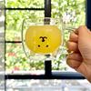 Кавайная кружка из боросиликатного стекла с двойными стенками, 200 мл, с ручкой, с изображением самоироничного медведя, для дома, школы, студентов, семьи