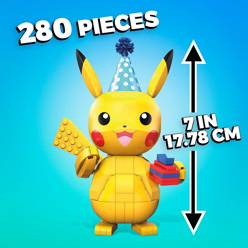 Mega Construx Pokemon Пикачу Вечеринка Набор для сборки 280 деталей Возраст 7+