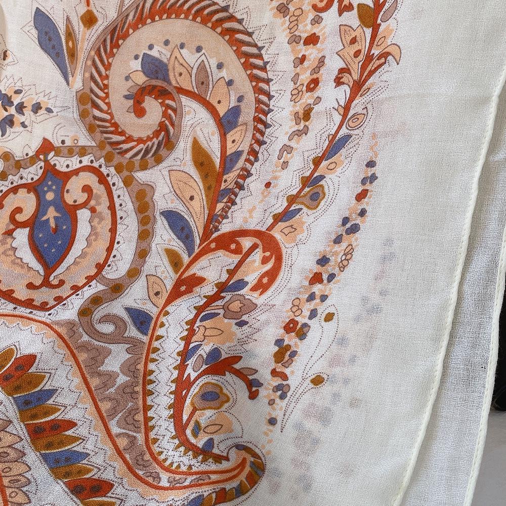 Осенне-зимний этнический хлопковый льняной шарф: Уютная длинная шаль для женщин