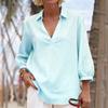 2025 Новая женская рубашка с длинным рукавом, воротником, трубкой-застежкой, обычного кроя, однотонная, многоцветная, женский топ-рубашка