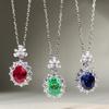 Luxury 18K White Gold Solid Platinum PT950 Women's Pigeon Egg Red Diamond Blue Diamond Pendant Necklace Clavicle Chain