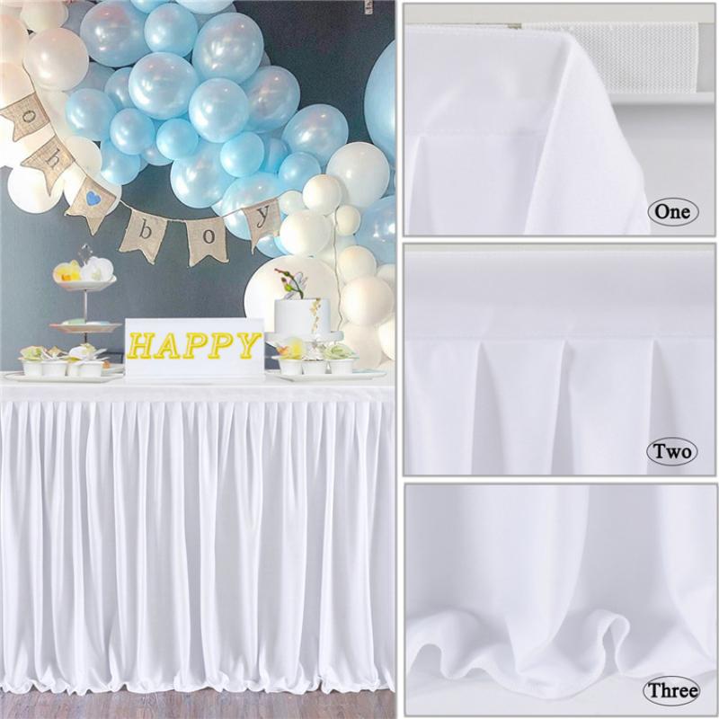 Party Solid Color Table Skirt Birthday Pleated Dessert Tablecloth Cover Wedding Festive Table Skirt Home Ruffle Edge Table Skirt