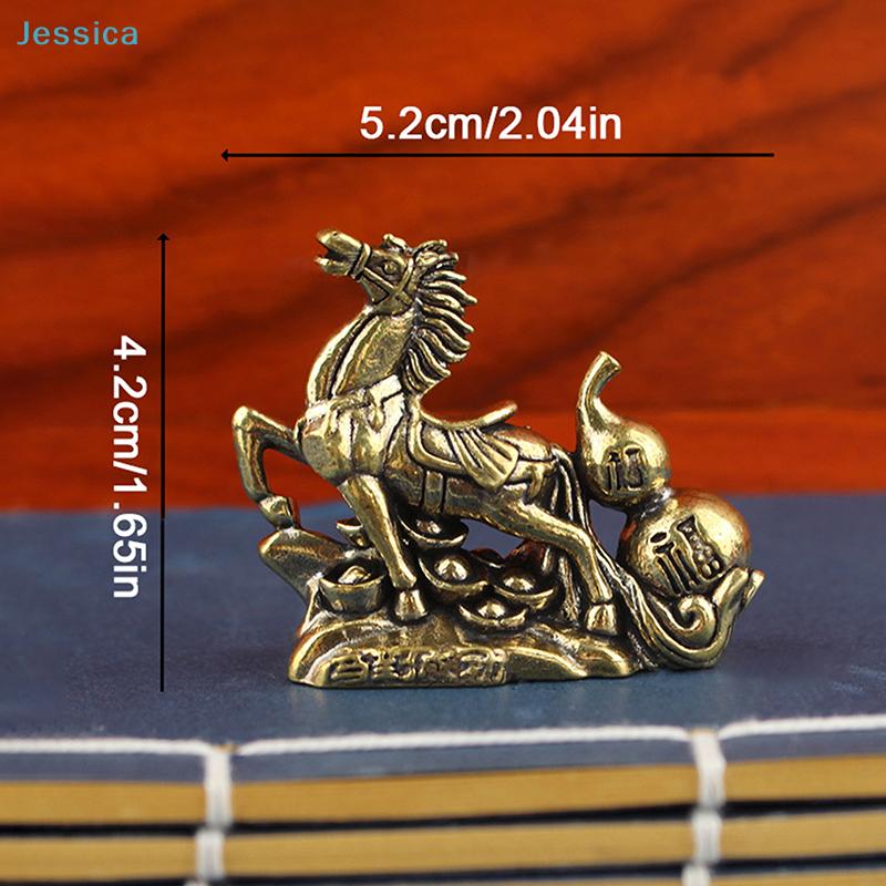 Brass "Horse To Success" Figurine - Feng Shui Wealth Statue With Gourd  Coins For Home Office Decor