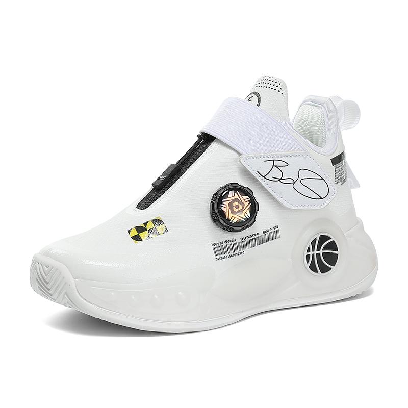 Обувь для мальчиков, осенняя, новая, детская спортивная обувь, вращающиеся кнопки, кожаные, водонепроницаемые, для начальной школы, баскетбольные кроссовки, классные