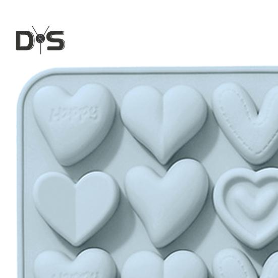 Silicone Moulds 12 Link 6 Different Heart Shape Non-Stick Heat-resistant Food-grade Soft Silicone Molds for Chocolates