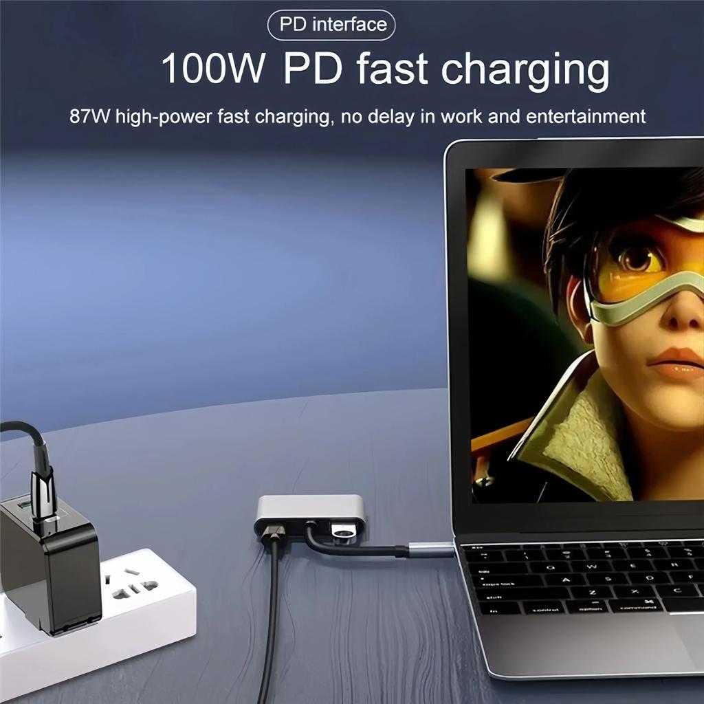 Док-станция USB C 4-в-1 Адаптер с двумя HDMI 4K@60Hz USB 3.0 HUB Адаптер-разветвитель Type C на HDMI USB C OTG Для ноутбука Macbook