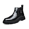 Модные осенне-зимние ботильоны для мужчин, модные повседневные дизайнерские черные туфли из коровьей кожи с пряжкой, мужские черные ботинки челси на платформе