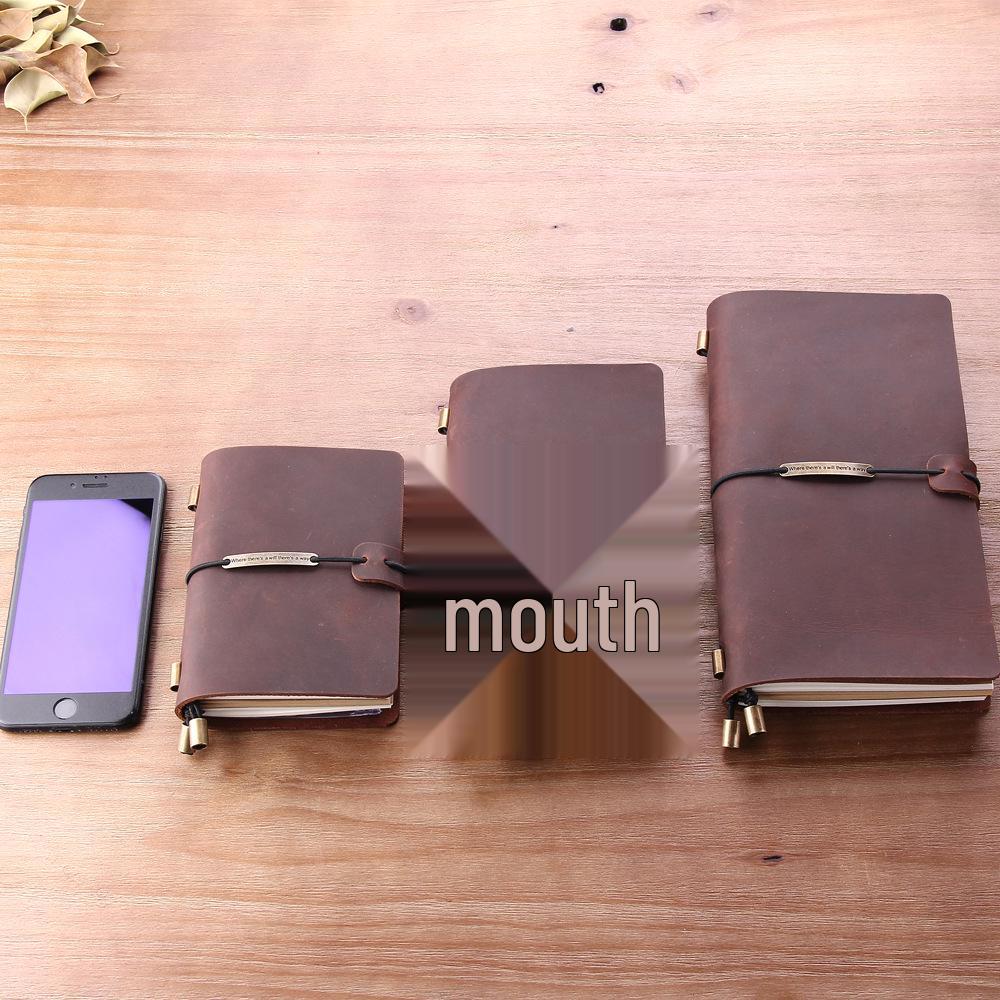 Genuine Leather Retro Traveler Notebook - Crazy Horse Finish, High-end Business Planner with Engraved Logo
