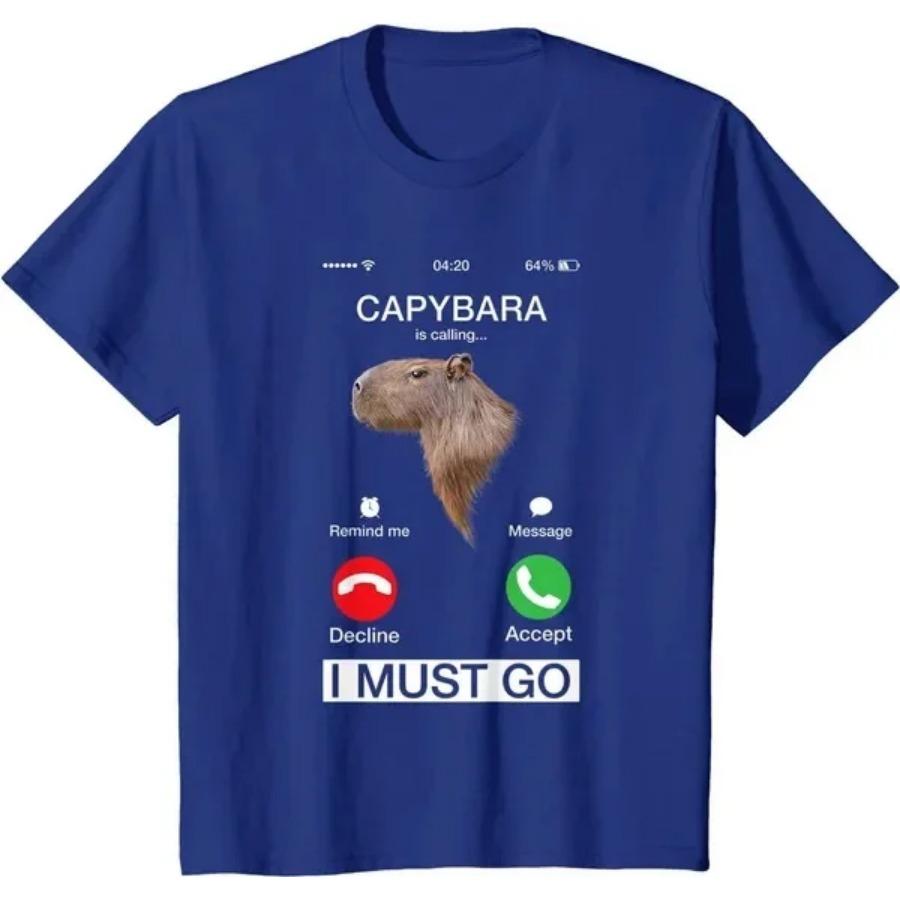 Хлопковая футболка Calling Tees Забавная капибара Грызун Любитель животных Юмор Футболка Женская Мужская Летняя Повседневная Круглый вырез Короткий рукав Топы
