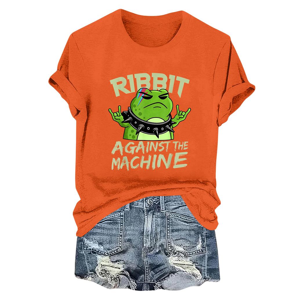 Женская модная повседневная футболка-пуловер с принтом, круглым вырезом и короткими рукавами