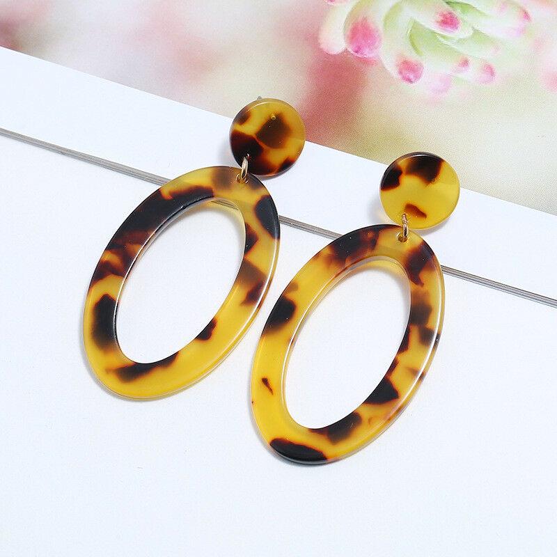 Модные женские геометрические ацетатные акриловые серьги леопардовые овальные серьги-гвоздики ювелирные изделия