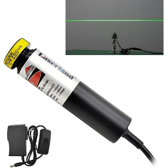 532 нм Фокусируемый Зеленый Генератор Проектор Линейный Модуль для Лесопилки Деревообработки Болотный Дом с Привидениями 18 мм (Регулируемый класс IIIr 5 В с адаптером, креплением и