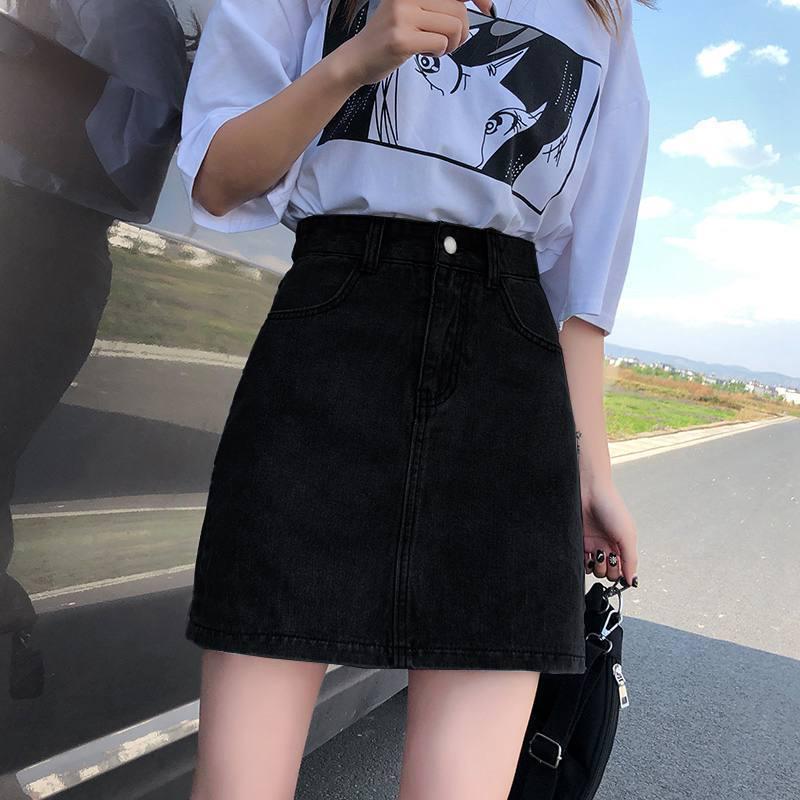 Женская мини-юбка А-силуэта из денима с высокой талией - Летний стиль горячей девушки 2022