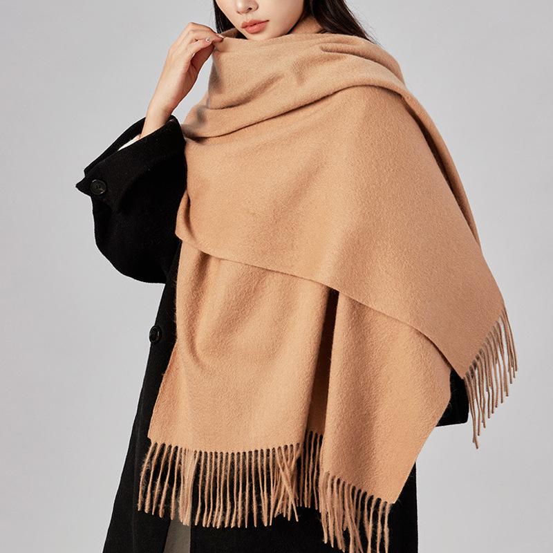 200 * 70cm Autumn/Winter New Women'S 100% Wool Shawl Large Size Warm, Fashionable, Simple, Versatile, Atmosphere Scarf