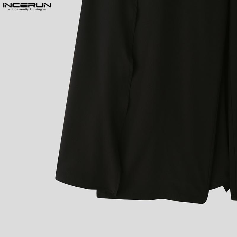 INCERUN Мужские рубашки с длинным рукавом и расклешенным низом, комплекты брюк с широкими штанинами, наряды из двух частей