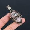 Rose Quartz & Moonstone Gemstone Handmade Pure Copper Wire Wrap Beautiful Jewelry Pendant
