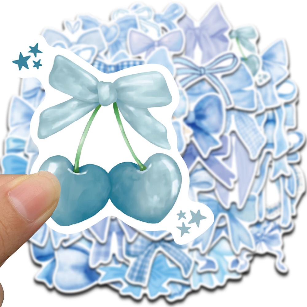 10/50 шт. мультяшные синие наклейки с бантом Kawaii ноутбук багаж скейтборд DIY студенческая комната водонепроницаемый художественный рисунок наклейка сообщества