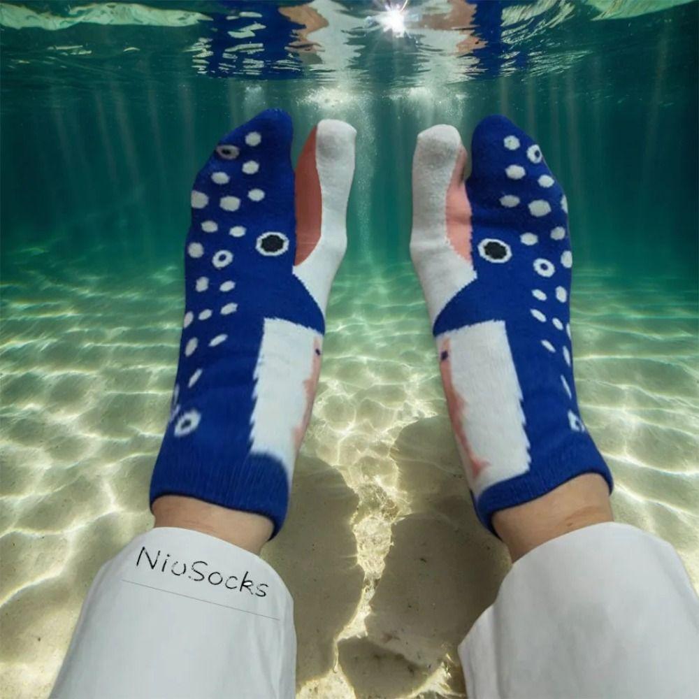 1pair Breathable Short Socks Casual Fish Pattern Socks Fashion Tabi Socks Daily Wear
