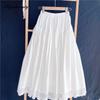 Japanese Mori Girl Spring Summer Women Midi A-Line Skirt High Waist White Cotton Chic Skirt Lace Patchwork Feminine Skirts Womens