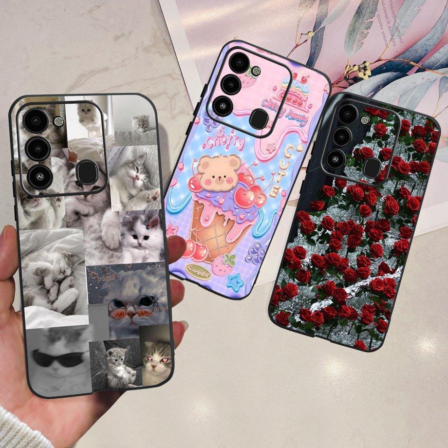 For Tecno Spark 8c spark8 Phone Case Spark GO 2022 Back Cover Matte Soft TPU Silicone Bumper Child Fashion Cartoon Pattern Funda