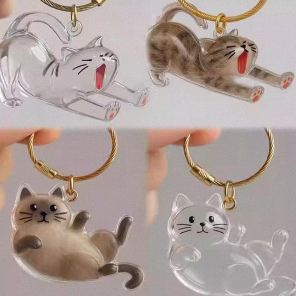 Cute Cat Hair Storage Capsule Transparent Cartoon Dog Cat Hair Storage Box Key Chain Bag Pendant Pet Souvenirs for DIY Gift Toy