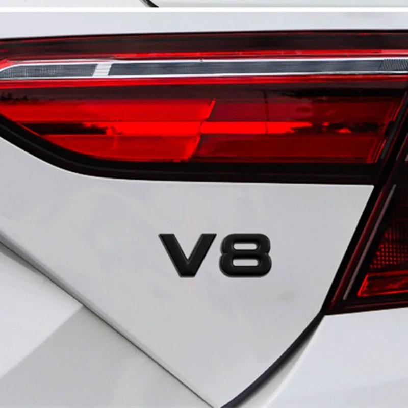 1Pc 3D Metal V6 V8 Logo Engine Displacement Rear Trunk Tailgate Car Badge Decal Side Wing Emblem Sticker Car Styling Acceesories