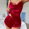 Пижама из шёлка Ice Silk, женская мода, комплект из двух предметов для дома, тонкие домашние подтяжки, шорты