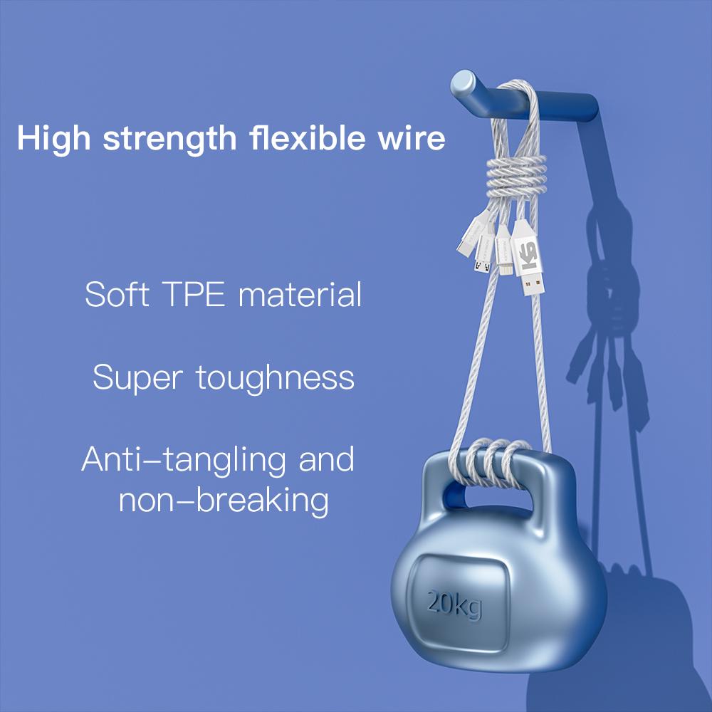 KEYSION 3 в 1 3A кабель для быстрой зарядки Micro USB Type-C провод для зарядки телефона светящийся светодиодный шнур для iPhone Samsung Xiaomi Redmi