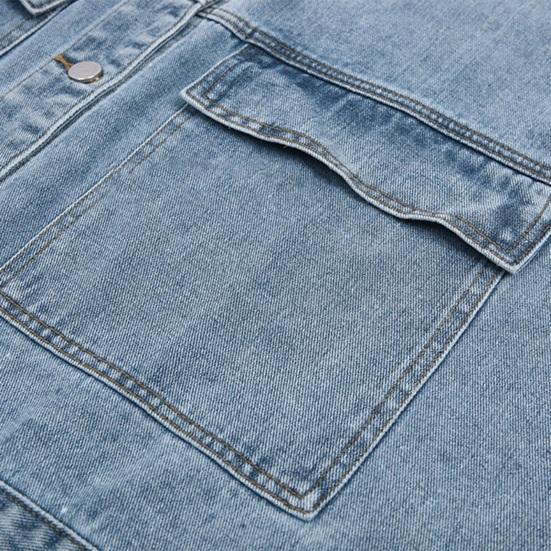 Мужской летний джинсовый жилет, однобортный джинсовый жилет без рукавов с лацканами, однобортный дизайн с большими карманами, потертый жилет-карго