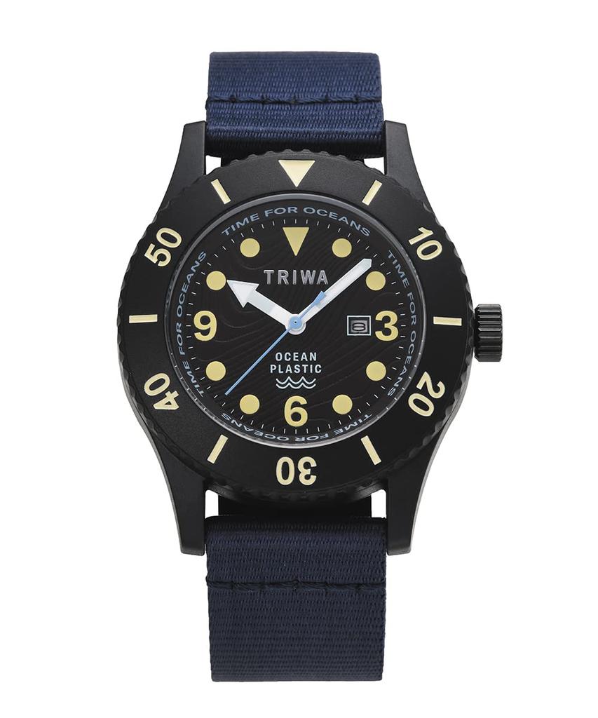 TRIWA Watch Recycled Campus Belt Japan Navy X Black TIME FOR SUB OCEANS CAMP Genuine 10 ATM Marine Recycled Plastic Men's & Women's (Unisex)
