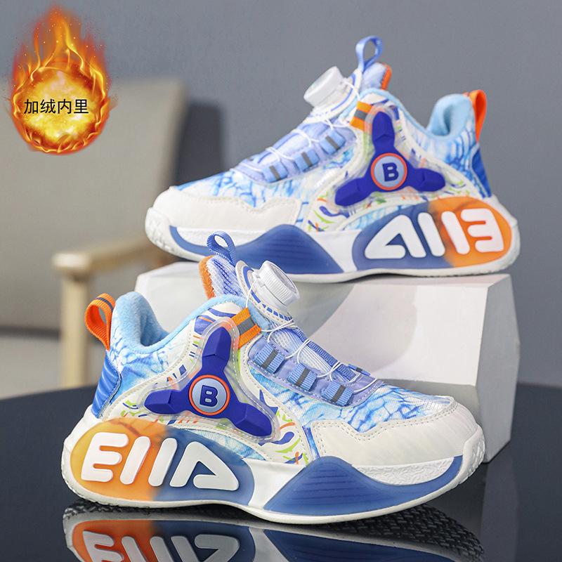 Classmates Boys Осень 2025 Новые Детские Баскетбольные Кроссовки с Вращающейся Кнопкой Мальчики Сетчатые Дышащие Осень