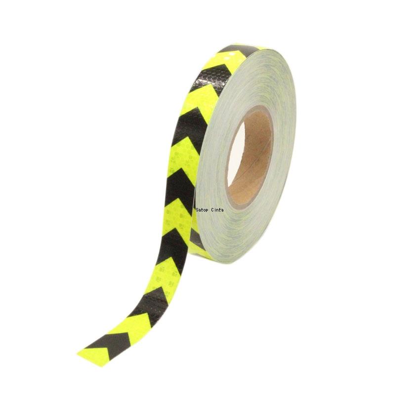 2.5cmx5m Arrow Car Reflective Stickers Fluorescent Yellow-Black Waterproof Reflectors Self-adhesive Tape Strip For Bicycle Truck