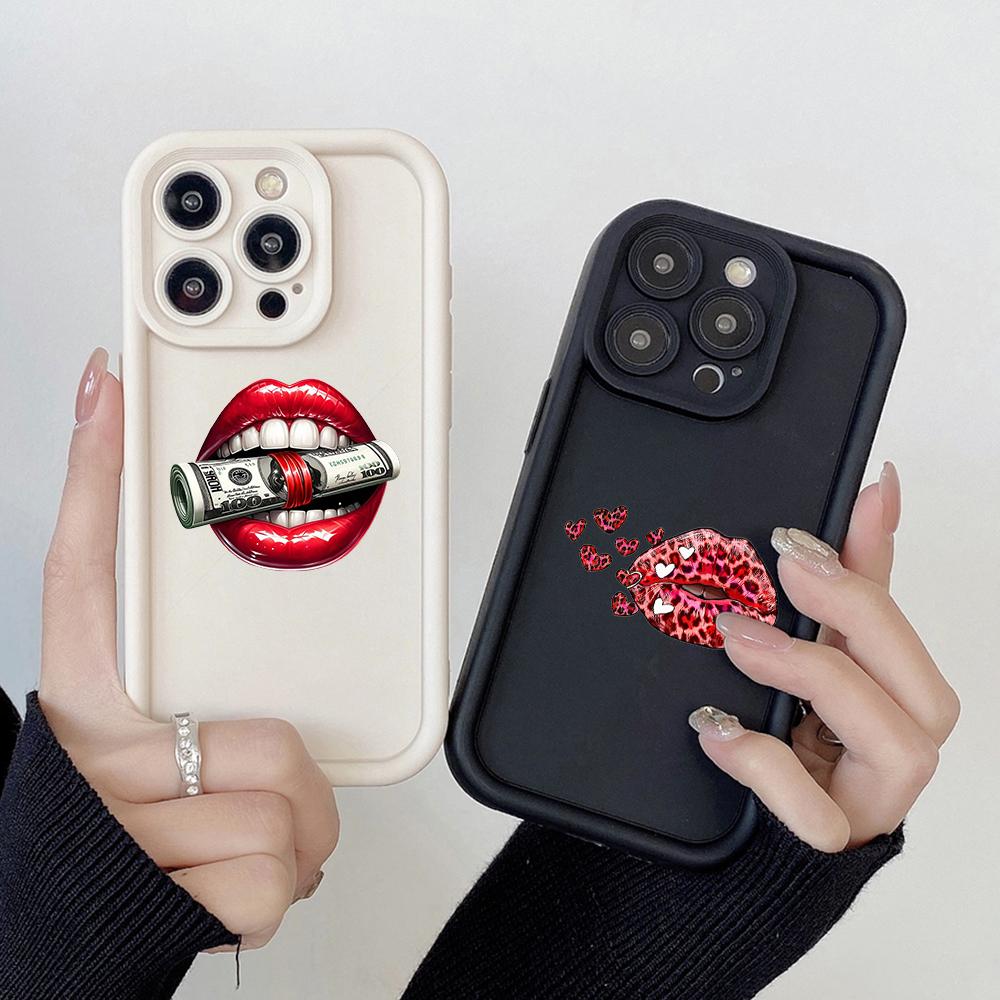 LZ21 Lips kiss design art силиконовый чехол для телефона Samsung A15 A35 S24 S23 Ultra S22 S21 Plus S20 FE A05 A06 A54 A55 A53 A14 M15 противоударный задний чехол