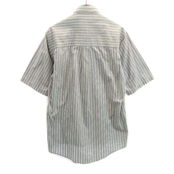 Burberry Мужская рубашка с коротким рукавом на пуговицах, винтажная, в клетку, 80-х годов, сделано в США, б/у