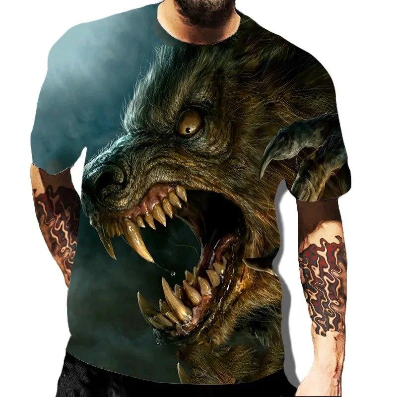 Skull Printed Men's T-shirt Horror Style Summer 3D Short Sleeved Trend Personalized Men's Clothing New Round Neck Men's T-shirts