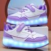 29-40 Children's Four-wheel Charging Removable Flat Shoes with LED Lights Shoes Roller Skating Sneakers Girls' Skates