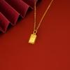 Gold Sand Simulated Gold Bar Pendant Necklace - Long-lasting, Non-fading Brass Alloy Jewelry for Women