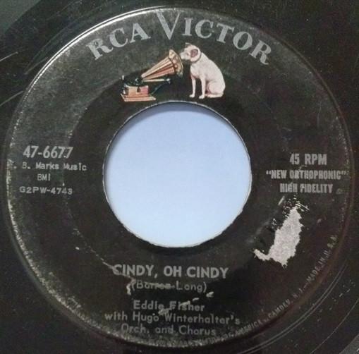 7-дюймовая пластинка EDDIE FISHER - Cindy, Oh Cindy / Around The World 476677 RCA Victor 1956 США Поп Б/у