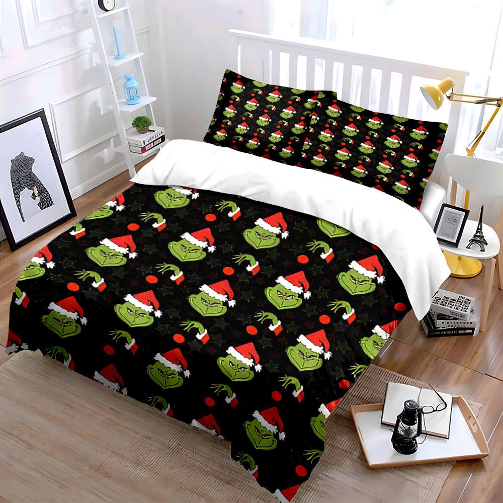 "Grumpy Grinch Holiday Whimsy" Bedding sets Duvet covers Pillowcases(1* Duvet Cover 2* Pillowcases without duvet insert)