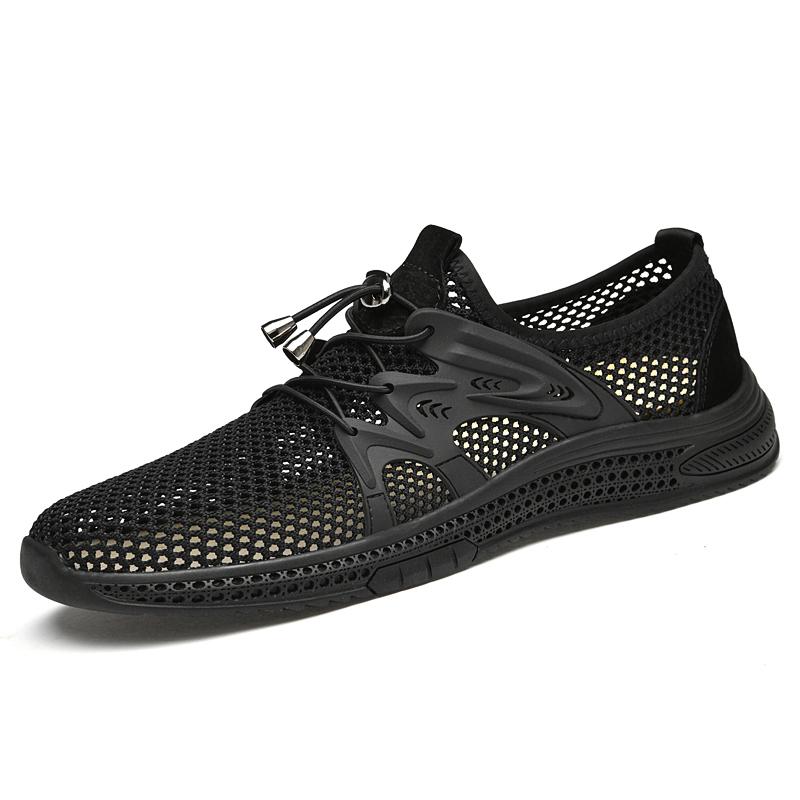 Дышащая мужская повседневная обувь Дышащая мужская сетчатая обувь Модные мокасины Легкие мужские летние кроссовки Открытые туфли на шнуровке