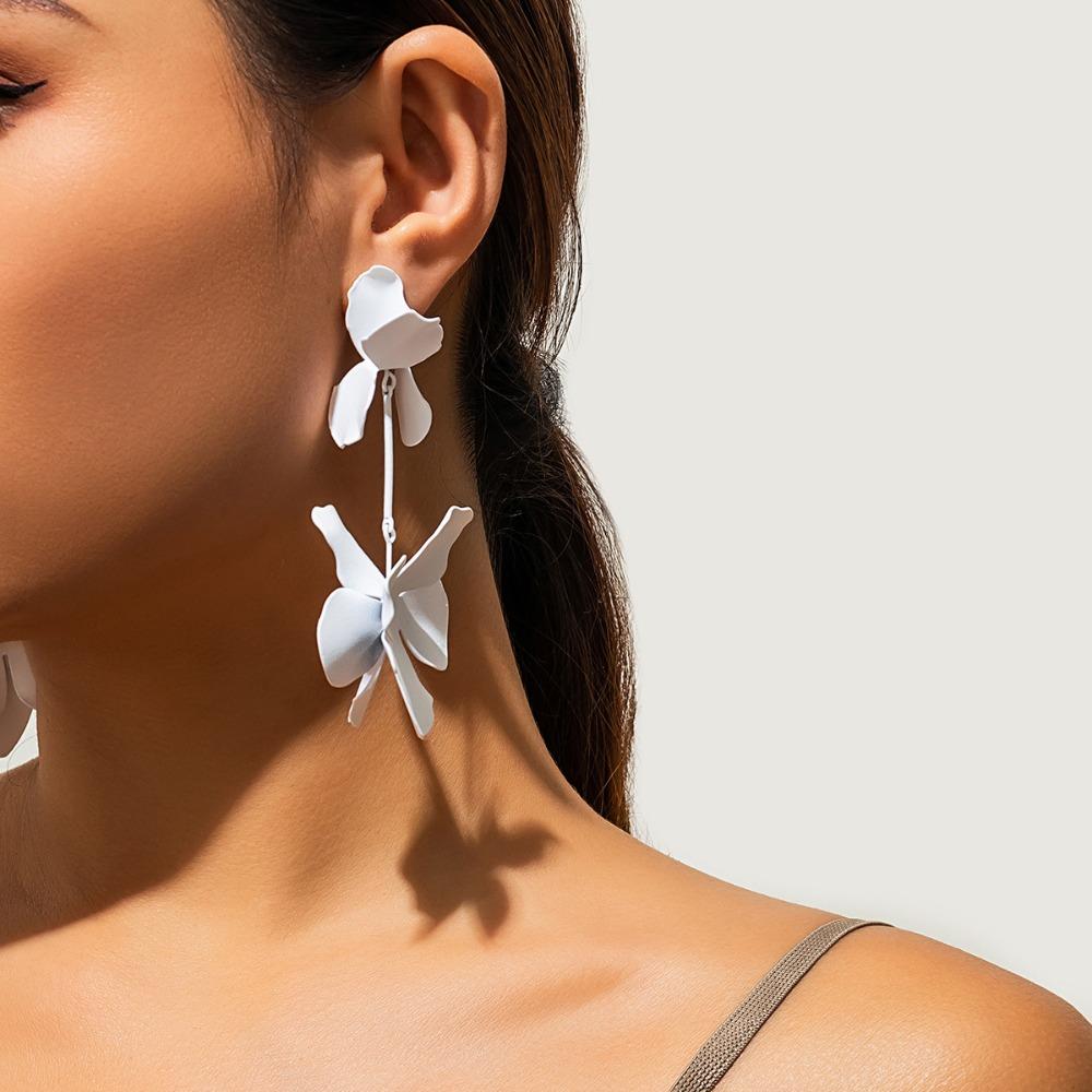 Металлические серьги-цветы с лепестками, серьги с дофамином, украшения, модные длинные серьги-подвески, вечеринка