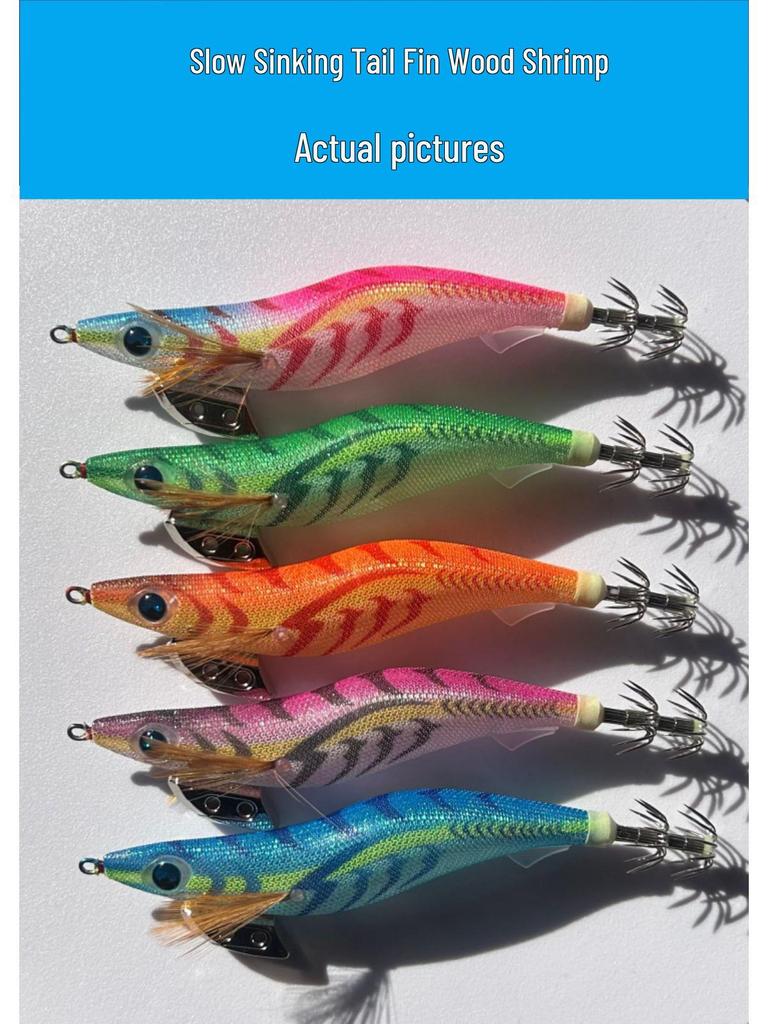 3.5# Светящаяся Радужная Креветка Медленно Тонущая Приманка с Погремушкой и УФ-Приманкой для Морской Рыбалки