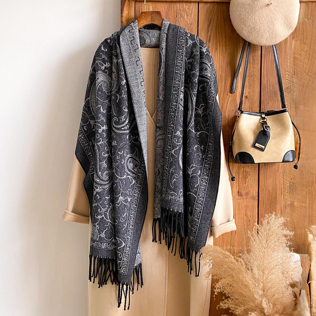 Imitation Cashmere Scarf, Air-conditioned Room Warm, Cashew Texture Fashion Shawl, Thickened Warm Scarf In Autumn and Winter
