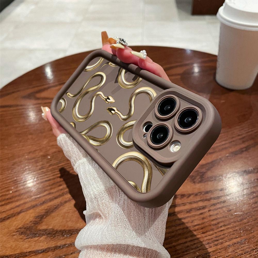 N72, черные, золотые, змеиные, мягкие чехлы для телефонов с ангельскими глазками для iPhone 15, 14, 12, 11 Pro Max 13 mini 7 8 6S Plus XS Max XR SE, противоударный чехол-бампер
