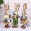2x Artificial Straw Rabbit Souvenir Bunny Figurine Easter Straw Bunny Ornaments for Easter Holiday Party Household Decoration