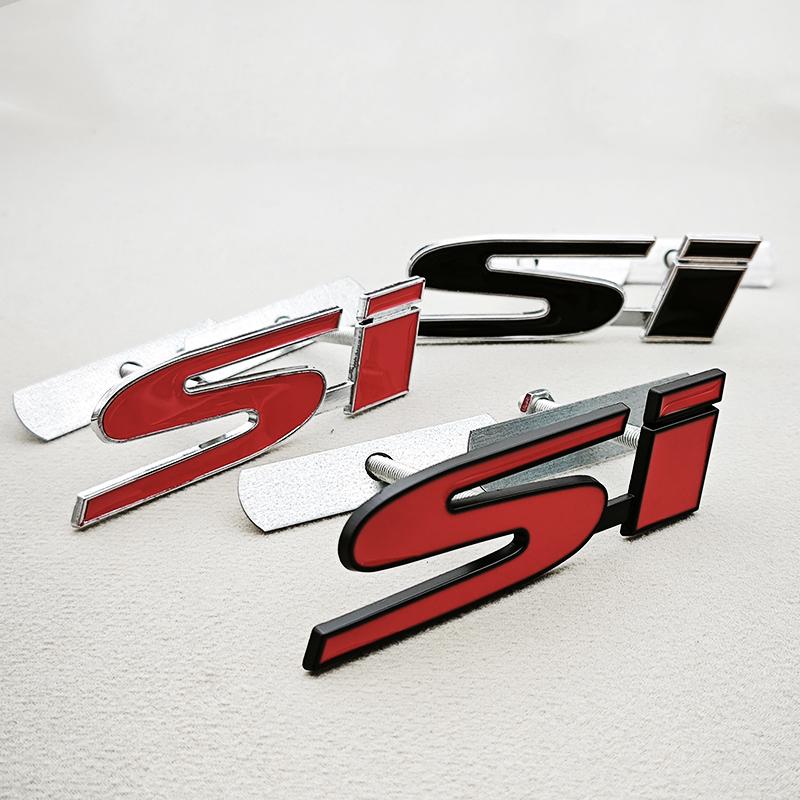 3D Metal Car Styling SI Logo Badge Chrome Sticker Front Grille Emblem For Honda Civic Accord Etc Automobile Accessories akp256