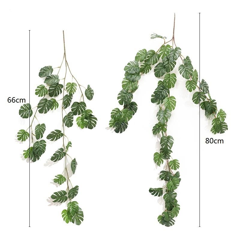 Искусственный шелк, тропические пальмовые листья, виноградная лоза, искусственные джунгли, черепаховый лист, растения из ротанга, настенное украшение для дома