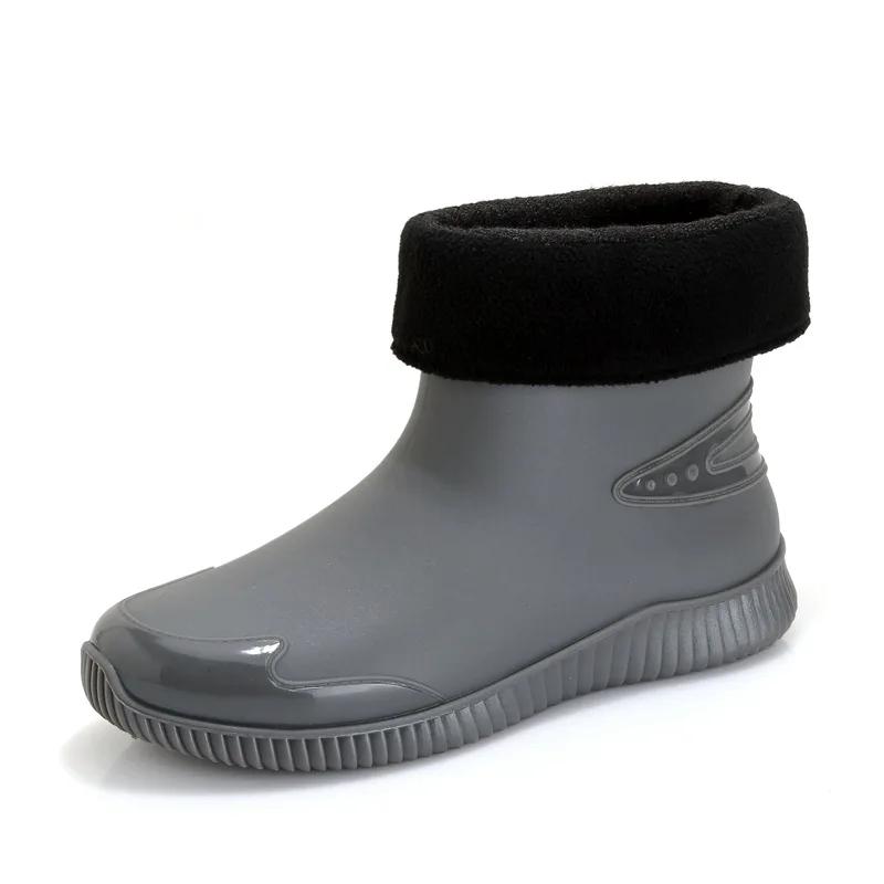 Черные мужские резиновые сапоги весна-осень мужские ботильоны водонепроницаемые для рыбалки болотная обувь автомойка рабочая обувь слипоны пластик 2024